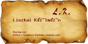 Liszkai Kálmán névjegykártya